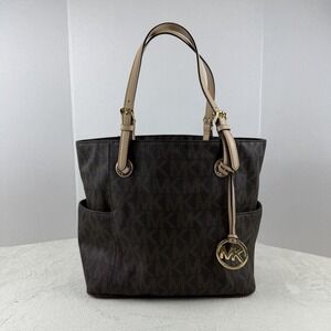 Michael Kors Signature Jet‎ Set Brown Tote Handbag-Excellent